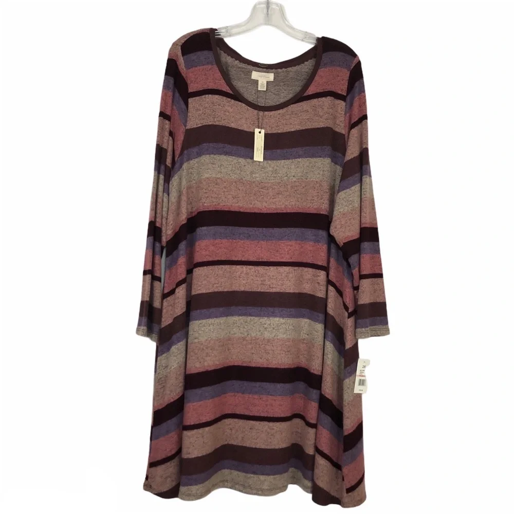 Cupio NWT Women’s Stripe Dream Soft Shirt‎ Dress 2X